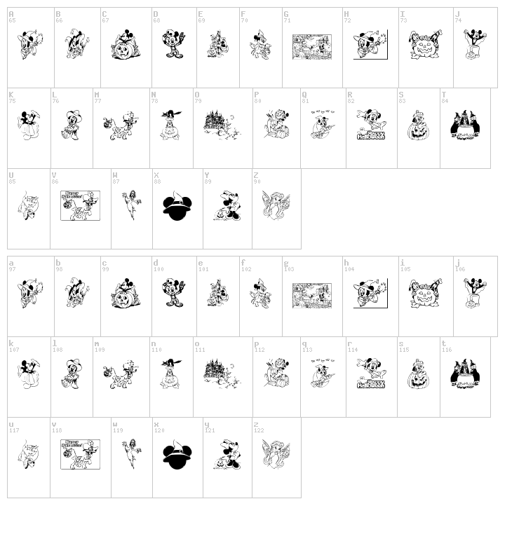Disney Halloween font map